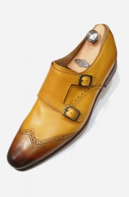 Contemporary wingtip double monk